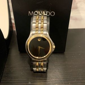 Movado Men's Watch 81-E4-0863 Museum Black Dial Swiss Quartz Two Tone Steel 35mm